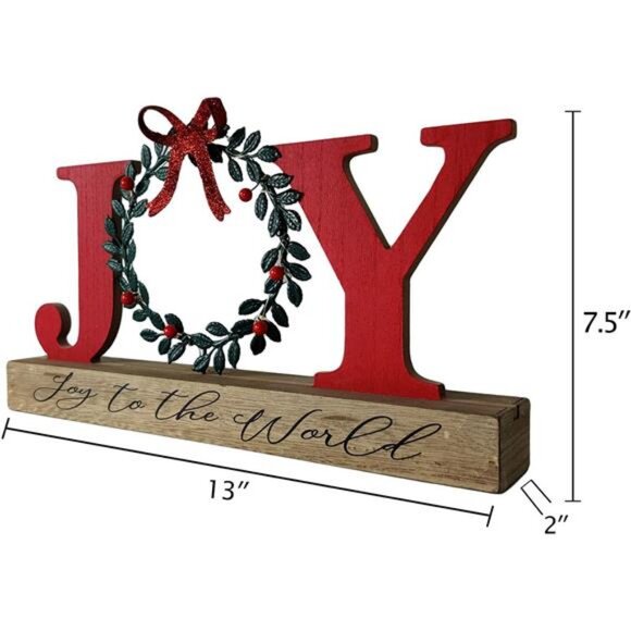Christmas Decorations for Home LED Lighted Joy Sign with Wreath Farmhouse - Picture 7 of 8